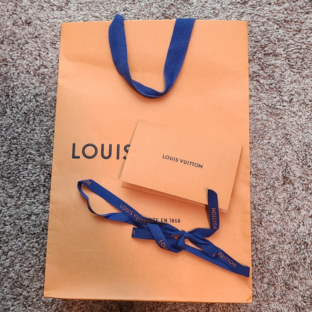 LV paper bag with envelope and ribbon